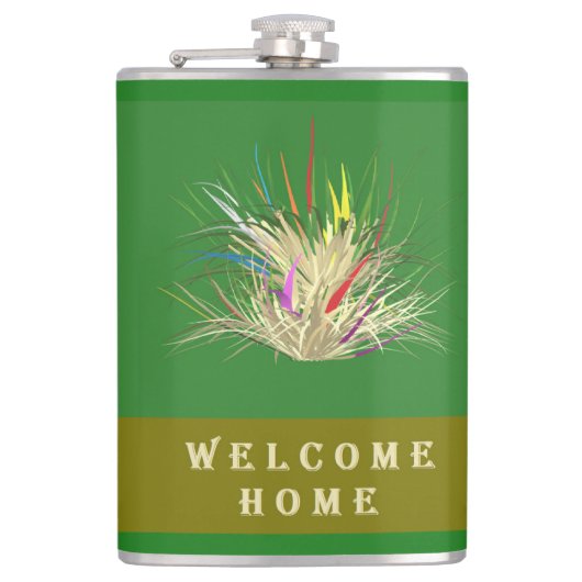 ウェルカムホームデザインアースカラーツートーングリーン フラスク (正面)