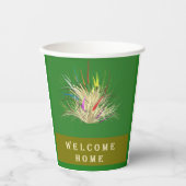ウェルカムホームデザインアースカラーツートーングリーン 紙コップ (正面)