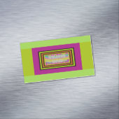 ウェルカムホームデザインパープルグリーン縁どレッド マグネット名刺 (インサイチュ)