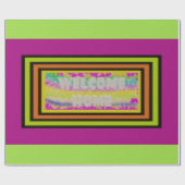 ウェルカムホームデザインパープルグリーン赤ラット ラッピングペーパー (フラット)