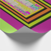 ウェルカムホームデザインパープルグリーン赤ラット ラッピングペーパー (角)