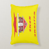 ウェルカムホームデザインブライトレッドとハッピー アクセントクッション (正面(垂直))