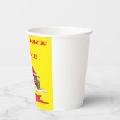 ウェルカムホームデザイン明るい黄色と赤写真 紙コップ (左)