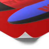 ウェルカムホームデザイン赤ネイビーブルーと文字語 ポスター (角)