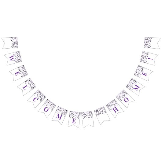 ウェルカムホームバナーパープルブラック紙吹雪 バンティングフラッグ (全)