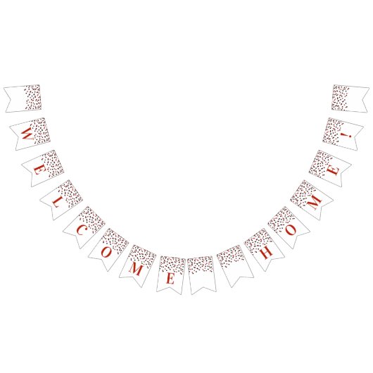 ウェルカムホームバナーレッドブラック紙吹雪 バンティングフラッグ (全)