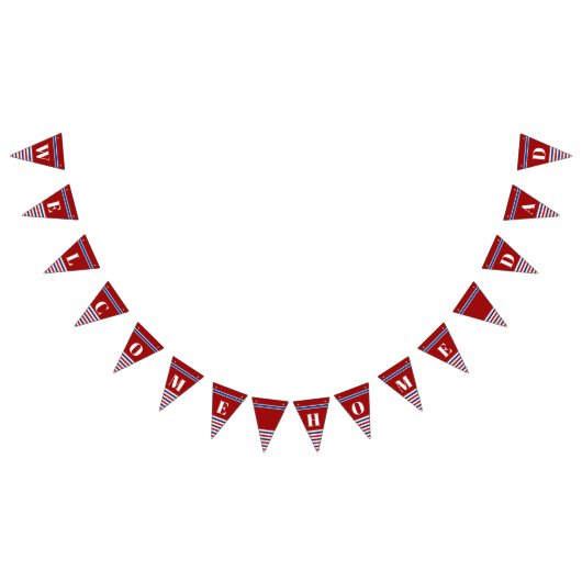 ウェルカムホームパパクラシック赤白青ストライプ バンティングフラッグ (全)