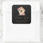 ウェルカムホームパーソナライズされた不動産仲介業者の黒い色 スクエアシール (バッグ)