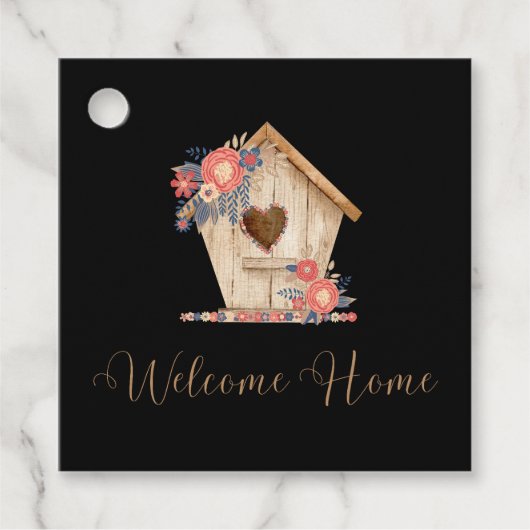 ウェルカムホームパーソナライズされた不動産仲介業者の黒い色 フェイバータグ (正面)