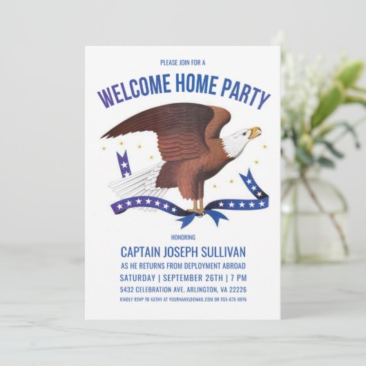 ウェルカムホームパーティの招待状|軍隊|イーグル 招待状 (スタンド正面)