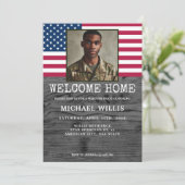 ウェルカムホームパーティー兵士カスタムの写真USA国旗 招待状 (スタンド正面)