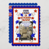 ウェルカムホームパーティー軍隊愛国的アメリカ 招待状 (正面/裏面)