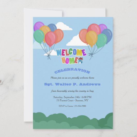 ウェルカムホームパーティー 招待状 (正面)