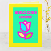 ウェルカムホームパープル&イエローデザイン カード (黄色い花)