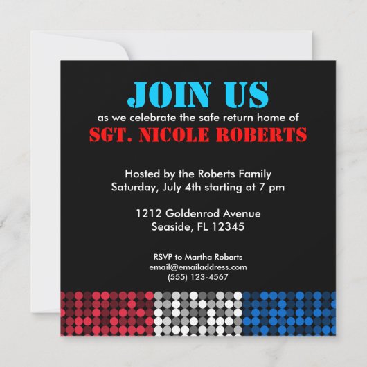 ウェルカムホームヒーロー招待状 招待状 (裏面)