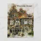 ウェルカムホームビクトリアンハウスインシェードオブブラウン シーズンポストカード (正面)