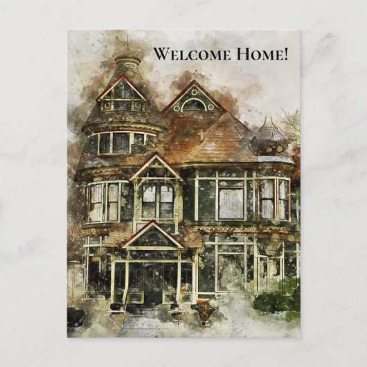 ウェルカムホームビクトリアンハウスインシェードオブブラウン シーズンポストカード (正面)
