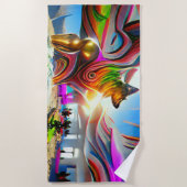 ウェルカムホームビーチファミリードイツシェパードドッグ ビーチタオル (正面)