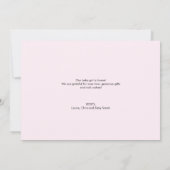 ウェルカムホームピンクグレイカスタムベビーガール写真 サンキューカード (裏面)