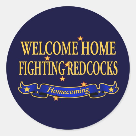 ウェルカムホームファイティングレッドコック ラウンドシール (正面)