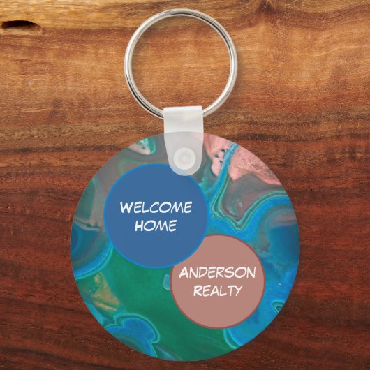 ウェルカムホームブルージェムストーンリアルティビジネスプロモーション キーホルダー (正面)