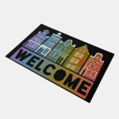 ウェルカムホームレインボーホランドアムステルダムカラフル ドアマット (アングル)