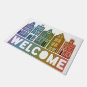 ウェルカムホームレインボーホランドアムステルダムカラフル ドアマット (アングル)