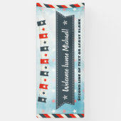 ウェルカムホームレッドホワイトとブルースターとストライプ 横断幕 (縦)