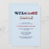 ウェルカムホームレッドホワイトアンドブルー 招待状 (正面/裏面)