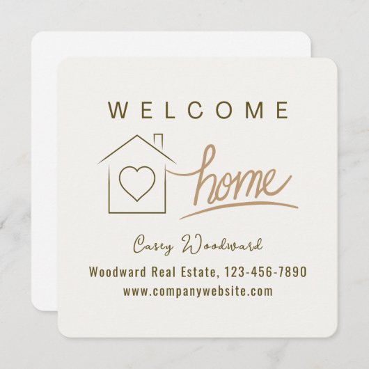 ウェルカムホーム不動産仲介業者おめでとうミニマル (正面/裏面)