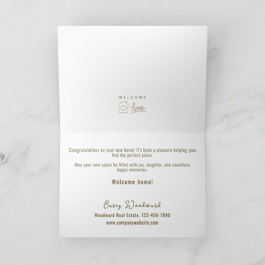 ウェルカムホーム不動産仲介業者クライアントのミニマルエレガントリスト サンキューカード (内部)