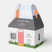 ウェルカムホーム不動産仲介業者ロゴピンクドアギフトボックス フェイバーボックス (裏面サイド)