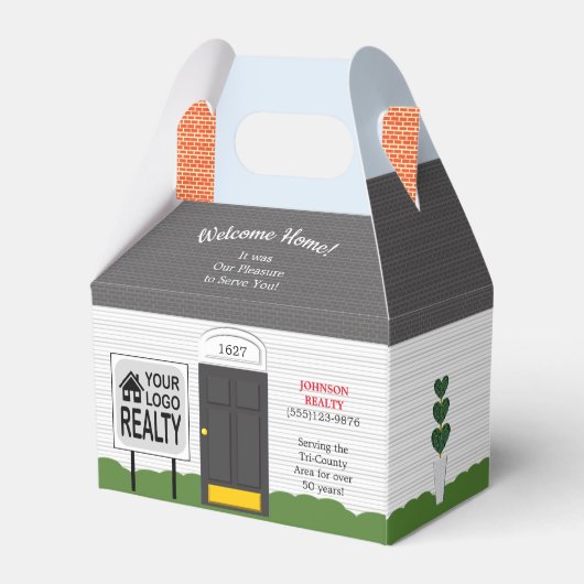ウェルカムホーム不動産仲介業者ロゴ新しいホームギフトボックス フェイバーボックス (裏面サイド)