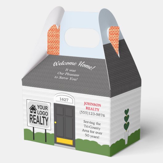 ウェルカムホーム不動産仲介業者ロゴ新しいホームメディアギフトボックス フェイバーボックス (裏面)