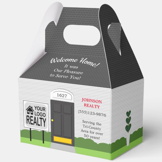 ウェルカムホーム不動産仲介業者ロゴ新しいホームラージギフトボックス フェイバーボックス (裏面)