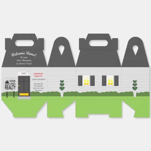 ウェルカムホーム不動産仲介業者ロゴ新しいホームラージギフトボックス フェイバーボックス (見開き)