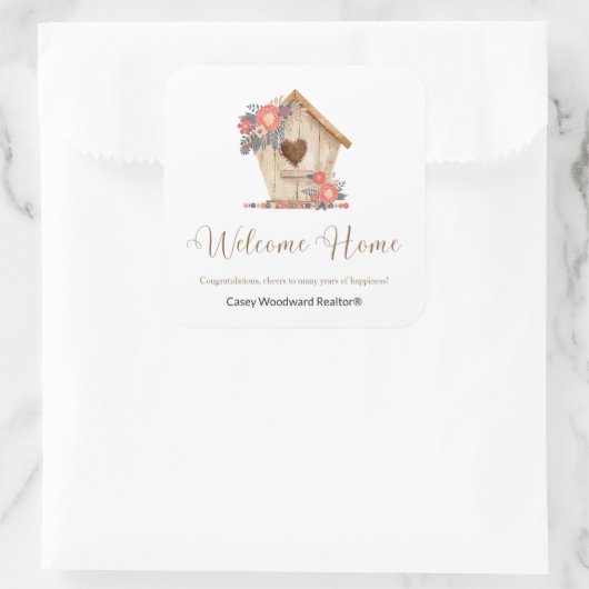 ウェルカムホーム不動産仲介業者 パーソナライズされた スクエアシール (バッグ)