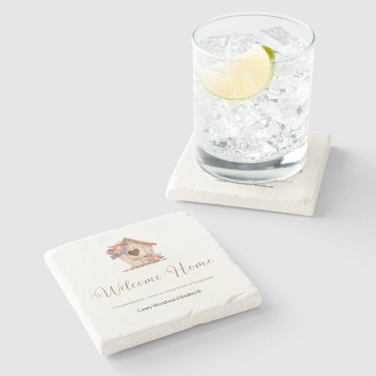 ウェルカムホーム不動産仲介業者 パーソナライズされた ストーンコースター (横)