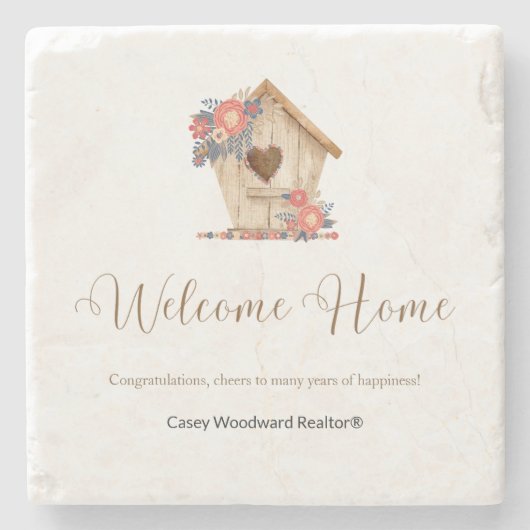ウェルカムホーム不動産仲介業者 パーソナライズされた ストーンコースター (正面)