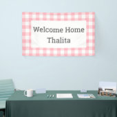 ウェルカムホーム名ピンクと白バッファローチェック 横断幕 (トレードショー)