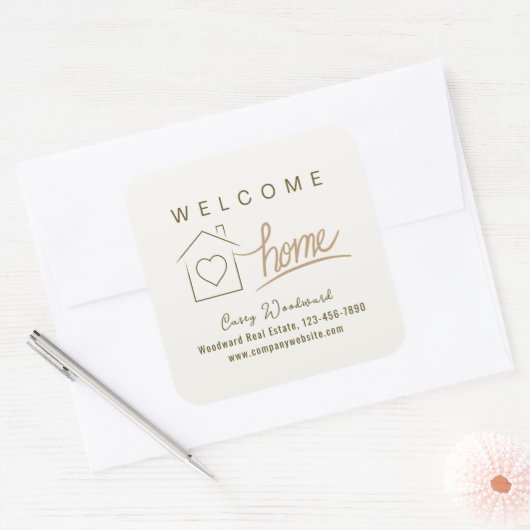 ウェルカムホーム実在エステートミニマリストシックエレガント スクエアシール (封筒)