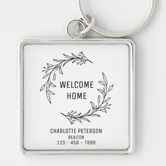 ウェルカムホーム実在エテート不動産仲介業者閉店ギフト キーホルダー (正面)
