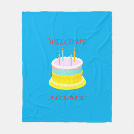 ウェルカムホーム深いマリンブルーとケーキベビーブラ フリースブランケット