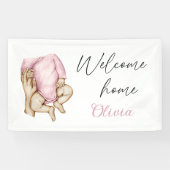 ウェルカムホーム生まれたばかりのベビーガール 横断幕 (横)