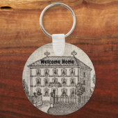 ウェルカムホーム白黒ハウスセラーズ不動産仲介業者 キーホルダー (正面)