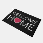 ウェルカムホーム赤いハートCoirテクスチャブラック ドアマット (アングル)