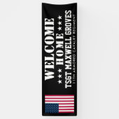 ウェルカムホーム軍隊バナーとアメリカ国旗 横断幕 (縦)