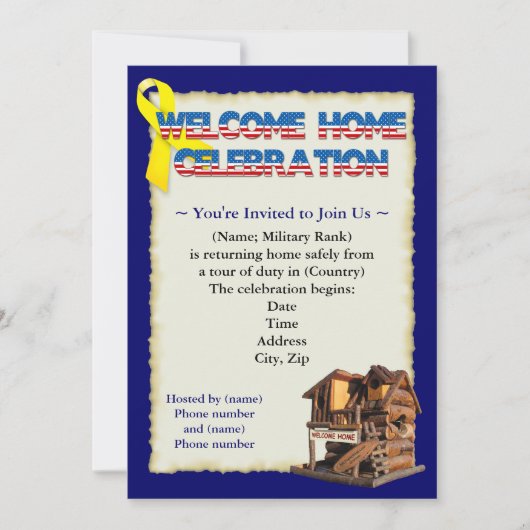 ウェルカムホーム軍隊パーティの招待状 招待状 (正面)