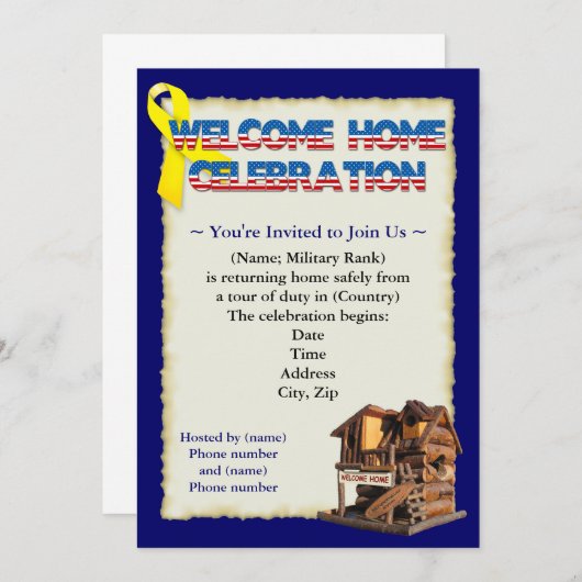 ウェルカムホーム軍隊パーティの招待状 招待状 (正面/裏面)