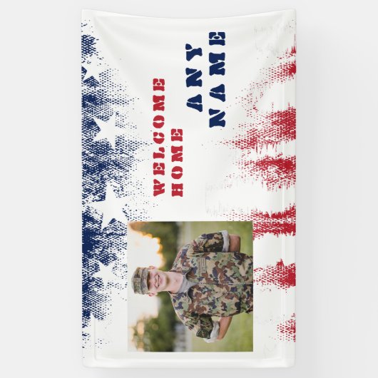 ウェルカムホーム軍隊退役軍人写真 横断幕 (縦)